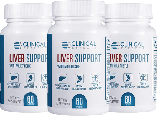 Liver Support Supplement: Milk Thistle and Zinc - 3 Pack - Detox & Cleanse Liver - Supports Digestive Health - USA Made