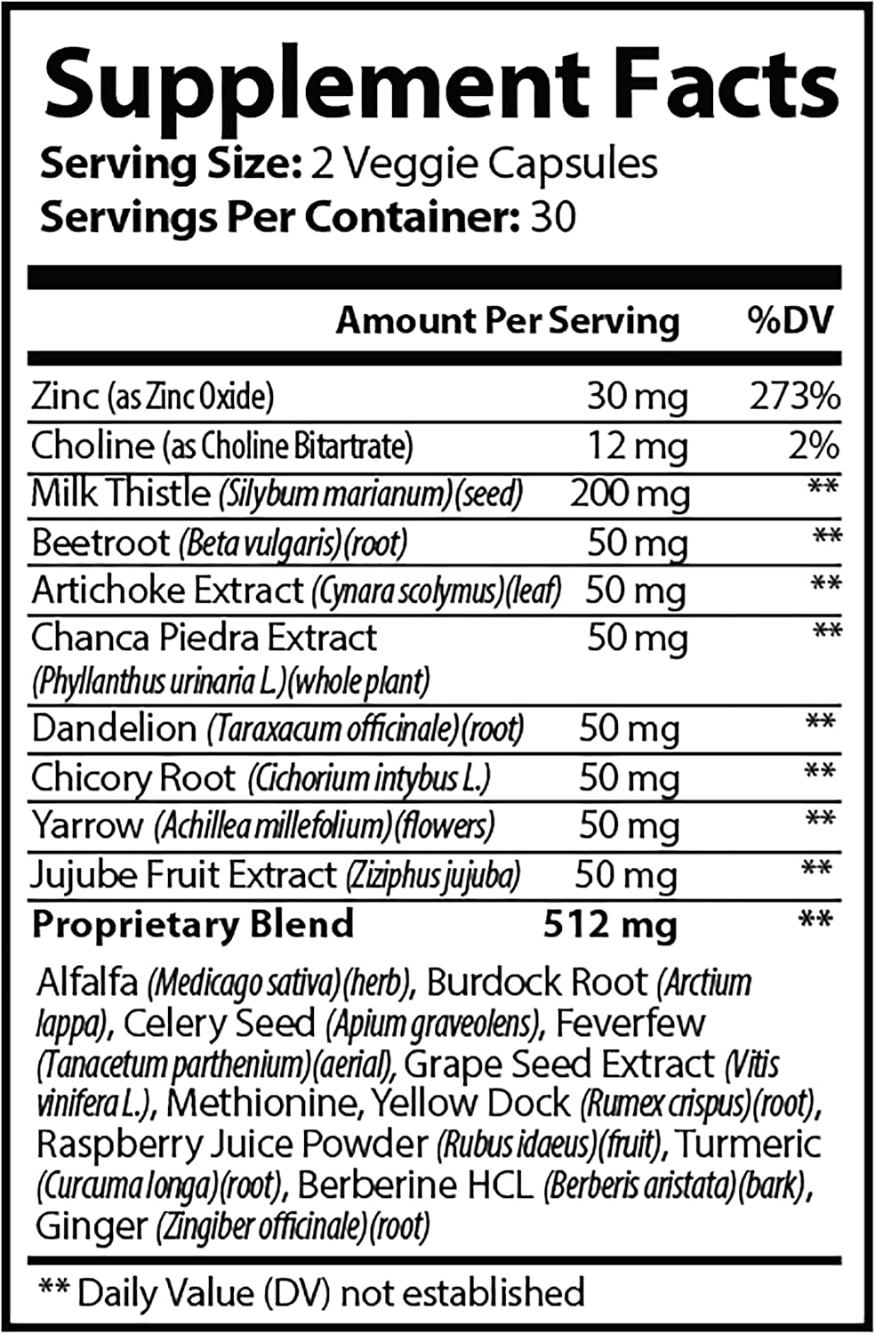 Liver Support Supplement with 22 Herbs - Milk Thistle, Beet Root, Artichoke, Dandelion, Chickory - 60 Capsules