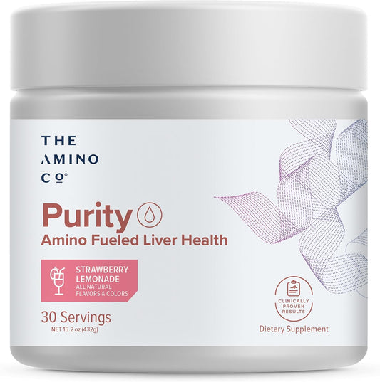 Liver Support Supplement with Essential Amino Acids for Detox Cleanse - Boost Liver Health - Strawberry Lemonade, 30 Servings by The Amino CO.