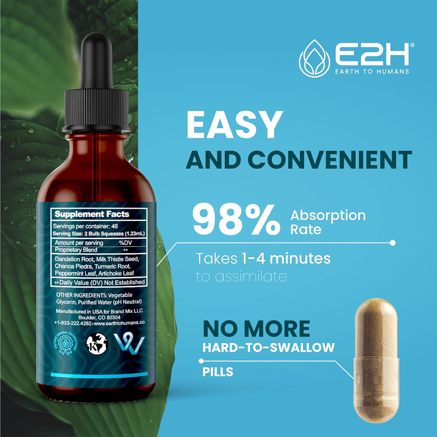 Liver Support Supplement with Milk Thistle, Artichoke, Dandelion, Chanca Piedra - Liquid Formula for Liver Health - 2 Bottles