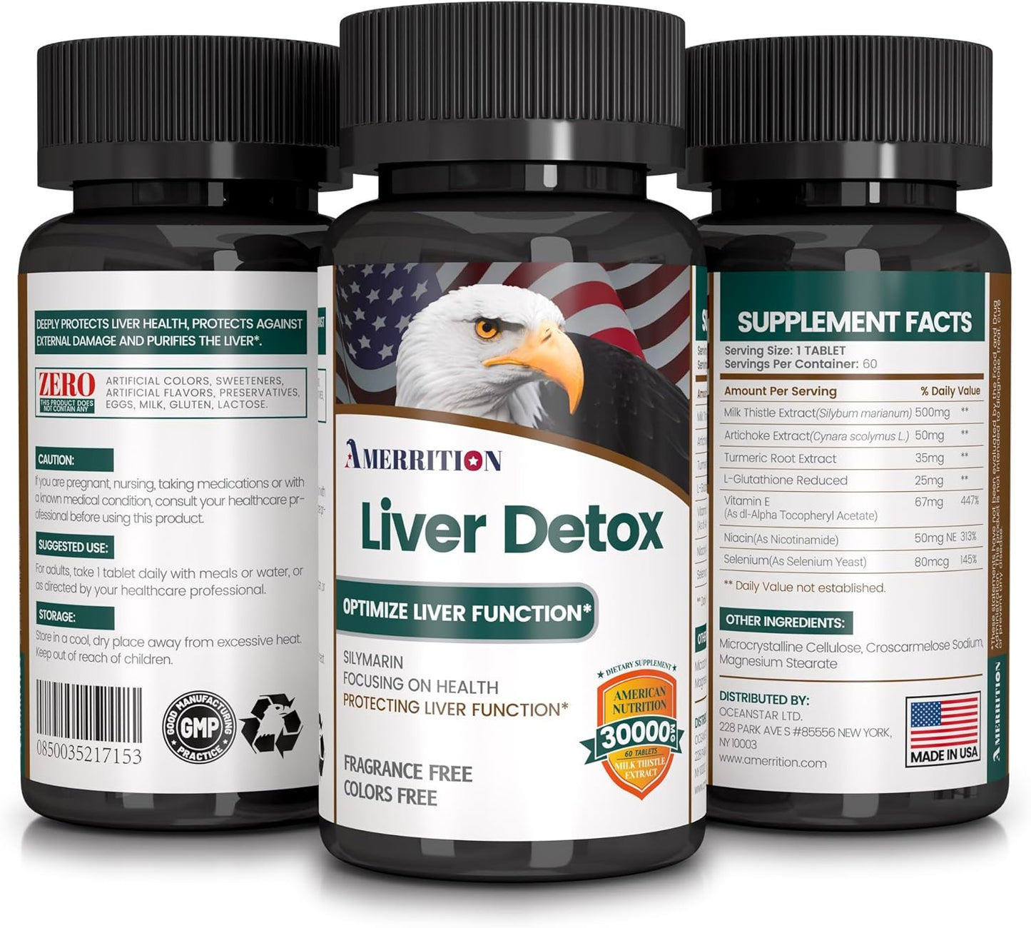 Liver Support Supplement with Milk Thistle, Artichoke, Turmeric - Promotes Optimal Liver Function & Digestive Health - 60 Tablets