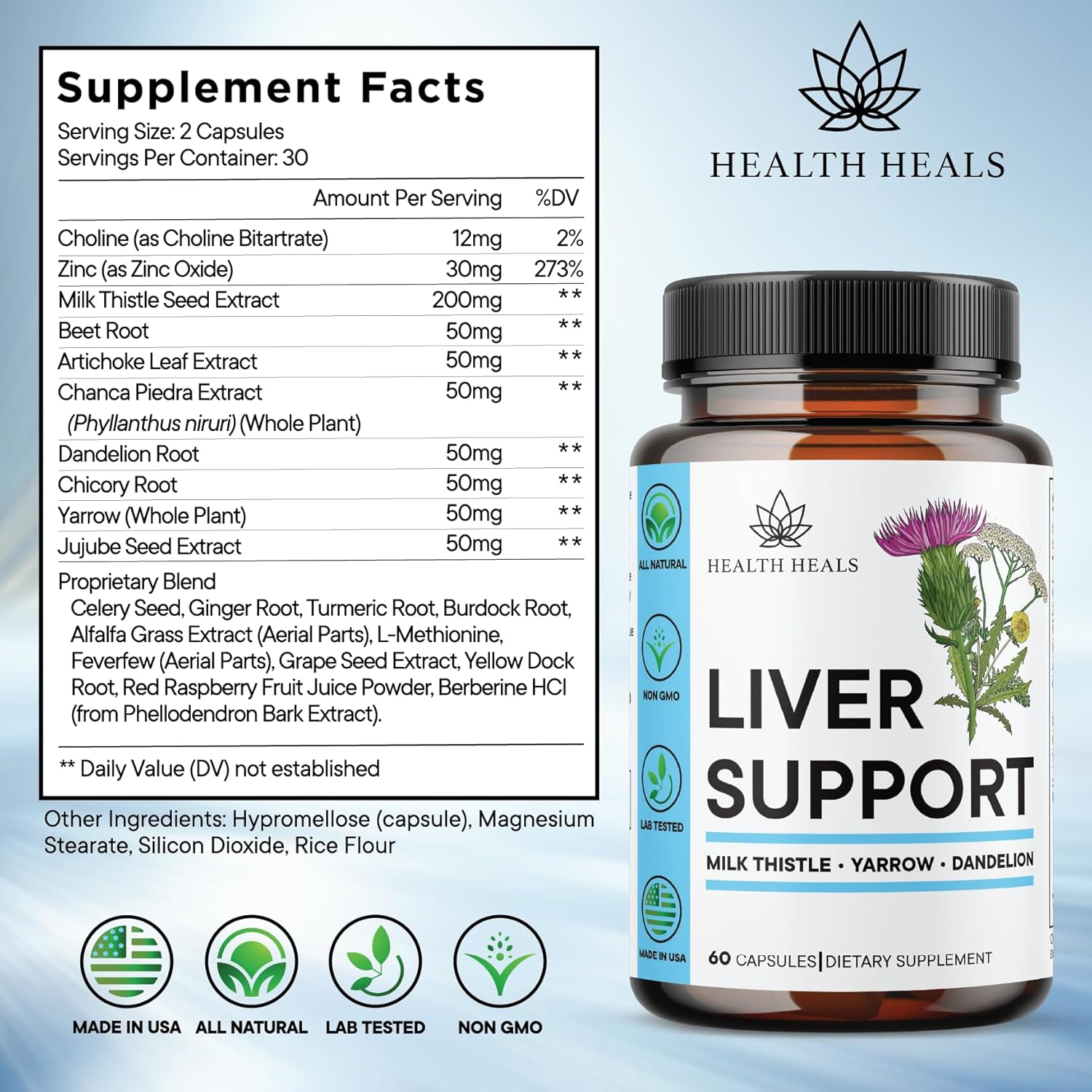 Liver Support Supplement with Milk Thistle, Dandelion Root, Turmeric, and Artichoke Extract - 120 Count - Promotes Liver Cleanse and Repair for Optimal Health