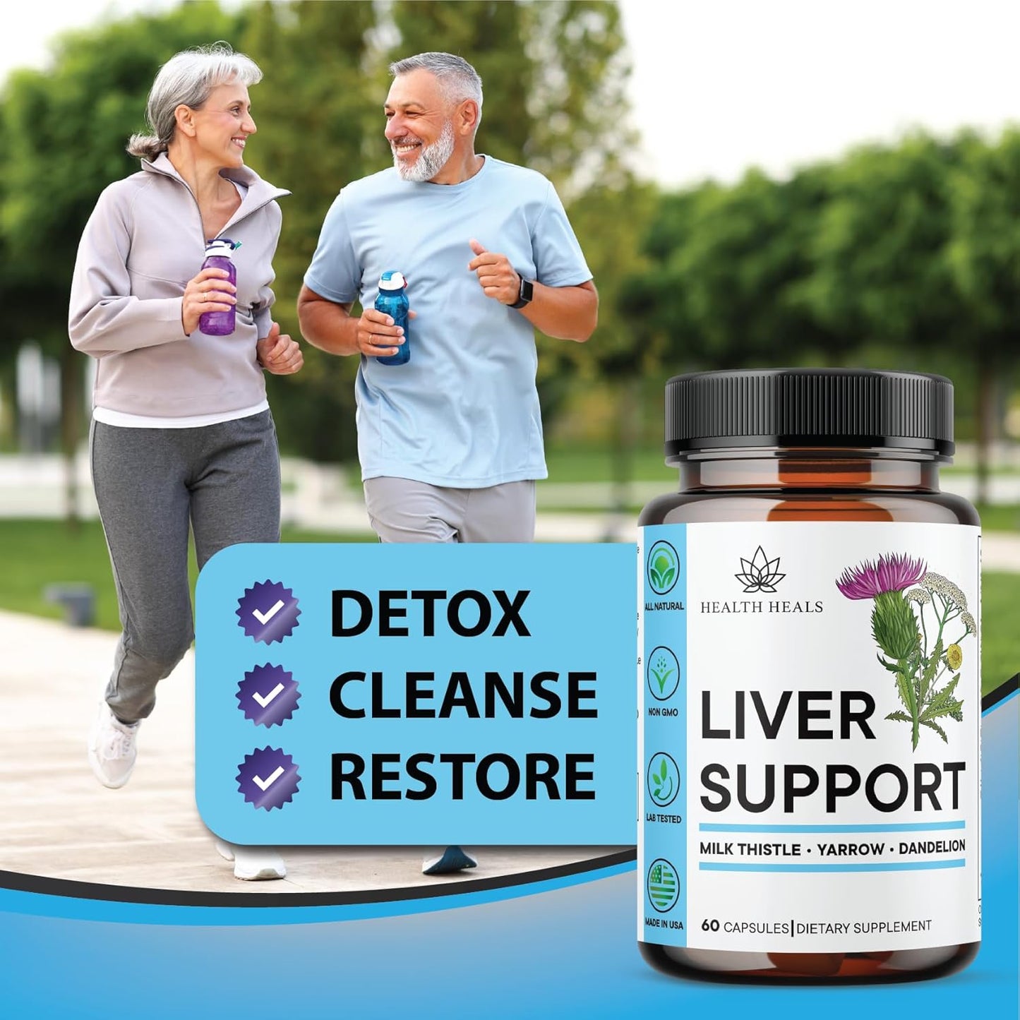 Liver Support Supplement with Milk Thistle, Dandelion Root, Turmeric, and Artichoke Extract - 120 Count - Promotes Liver Cleanse and Repair for Optimal Health