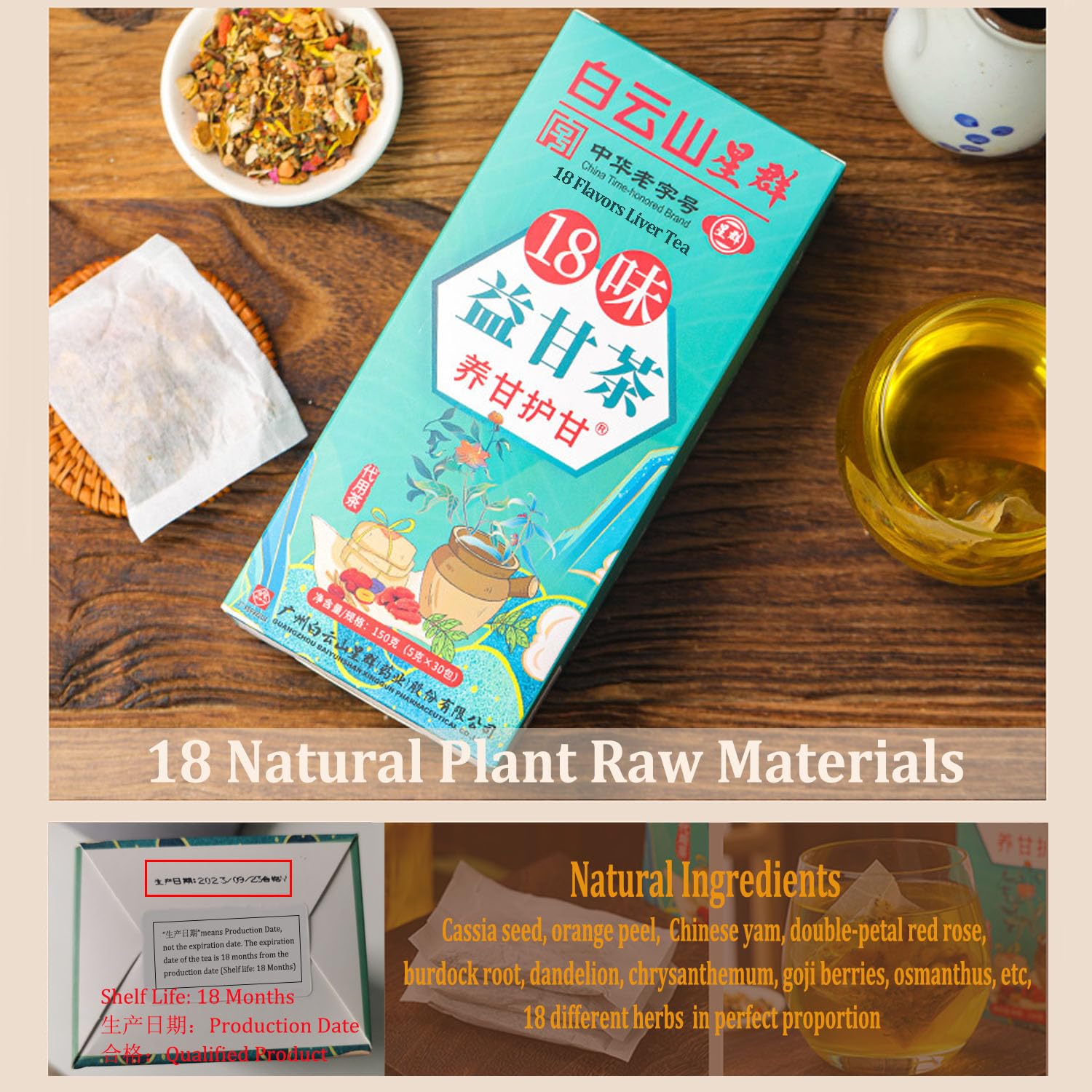 Liver Tea with 18 Herbal Flavors for Liver Health - 60 Bags (2 Boxes)