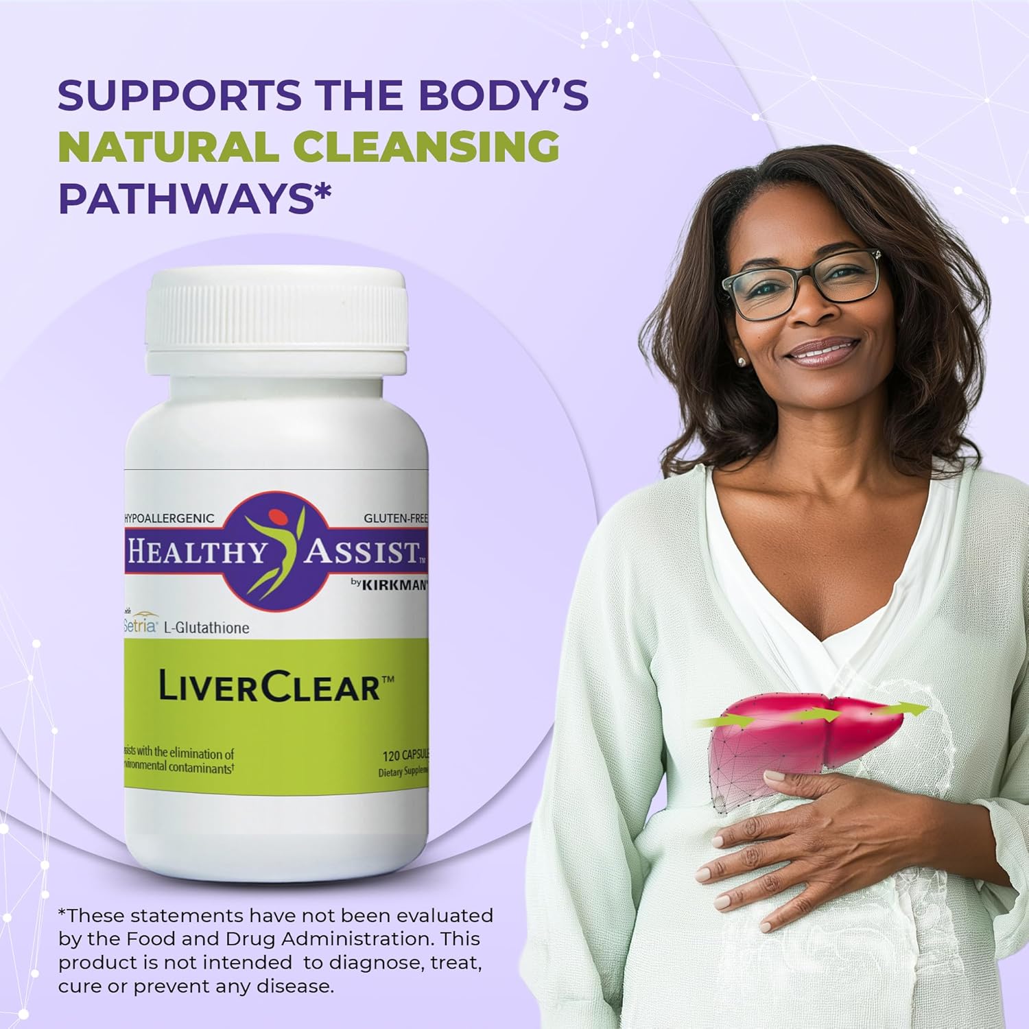 LiverClear Supplement with Vitamin C, E, Selenium, and Milk Thistle - 120 Capsules for Natural Body Cleansing