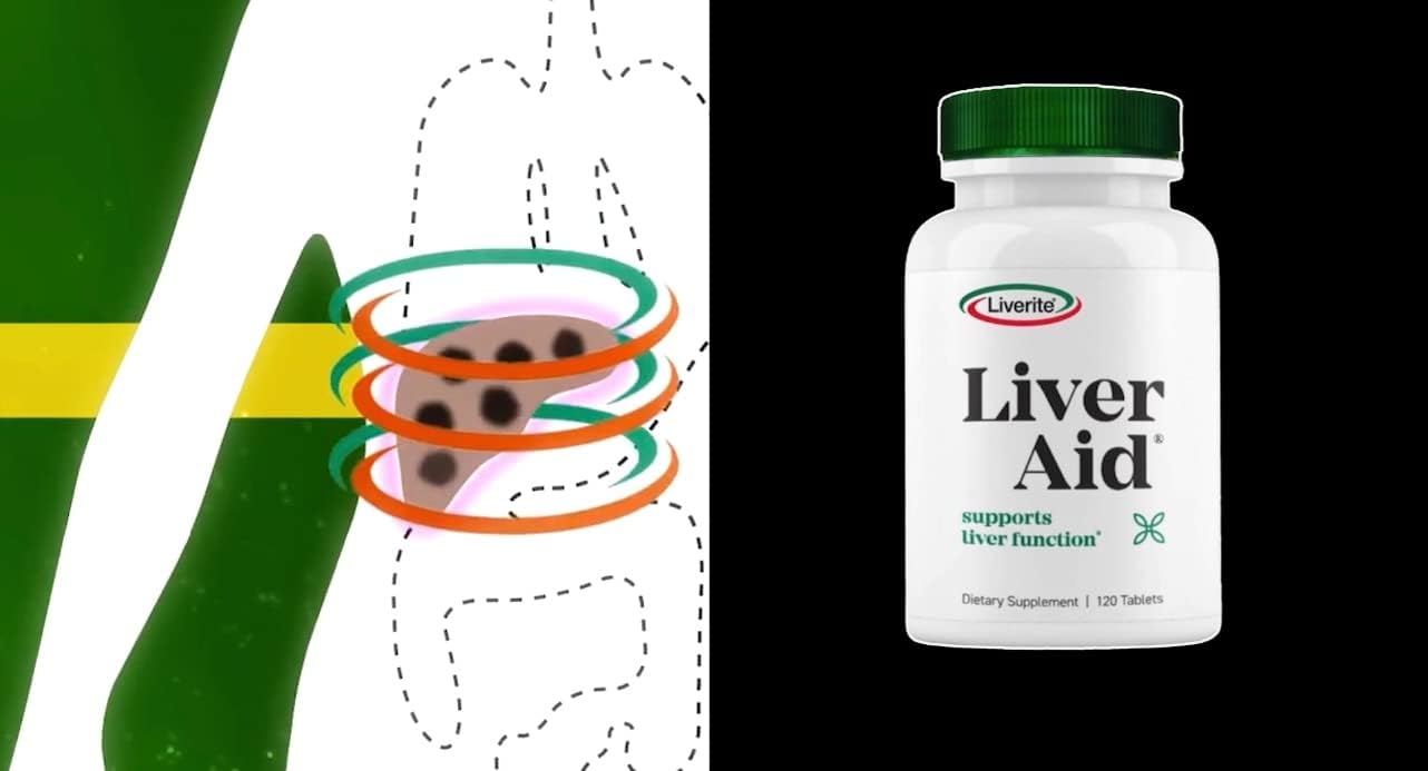 Liverite Liver Aid 120 Tablets for Liver Support, Cleanse, and Function - Boost Energy Levels with Liver Care Supplement