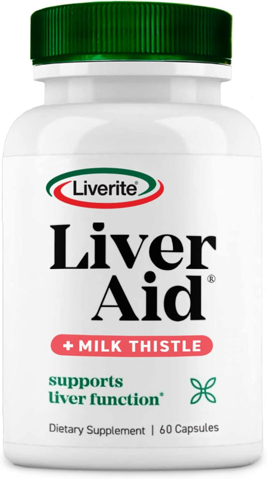 Liverite Liver Aid with Milk Thistle Capsules - Support Cleanse Care Function & Energy - 60 Count