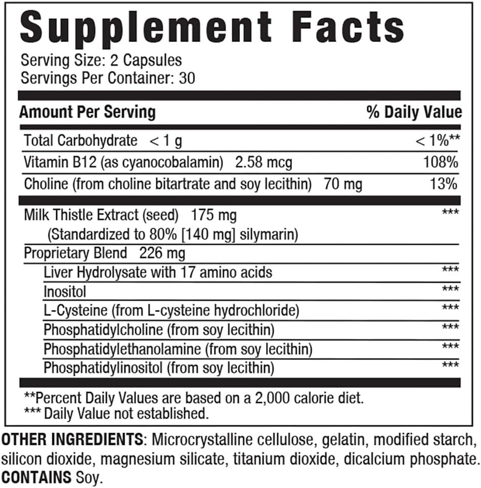 Liverite Liver Aid with Milk Thistle Capsules - Support Cleanse Care Function & Energy - 60 Count