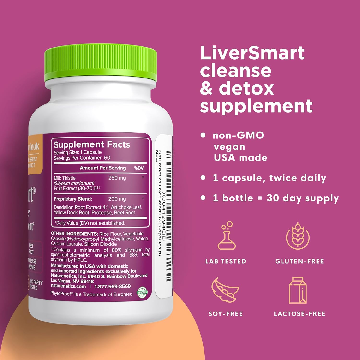 LiverSmart Liver Cleanse & Repair Formula with European Milk Thistle - Supports Liver Health & Detox - 60 Capsules