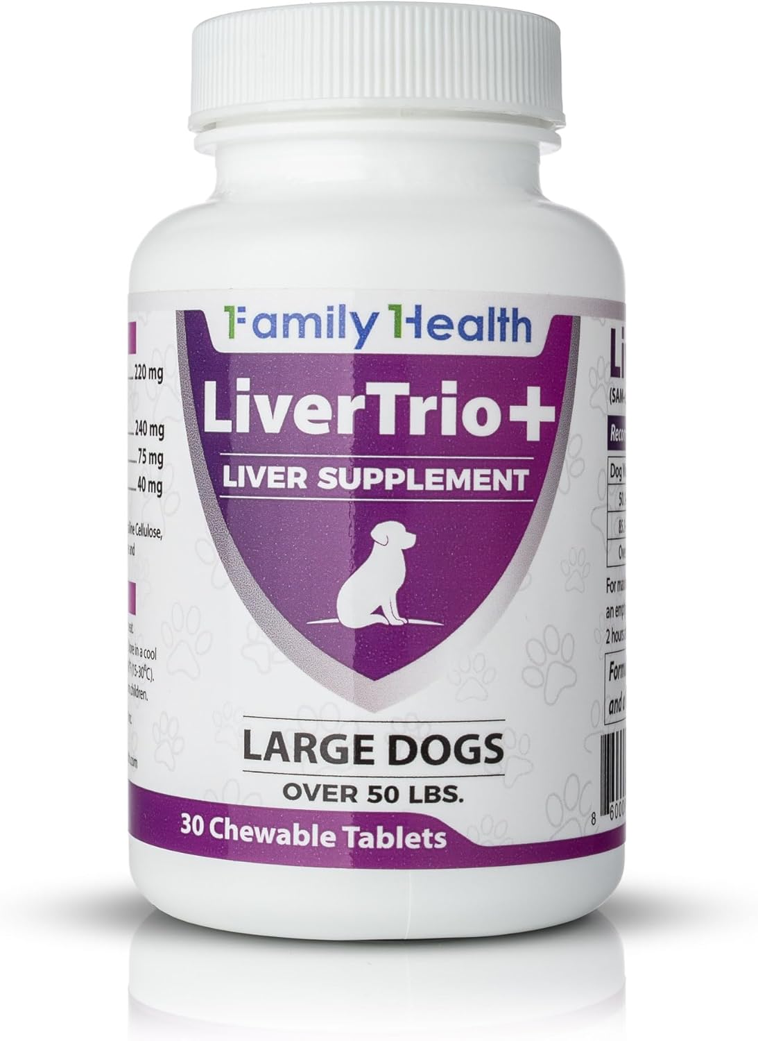 LiverTrio+ Liver Support Supplement for Large Dogs - Chewable Tablets with Same, SPC, Silybin A+B, and Glutathione - 30 Count