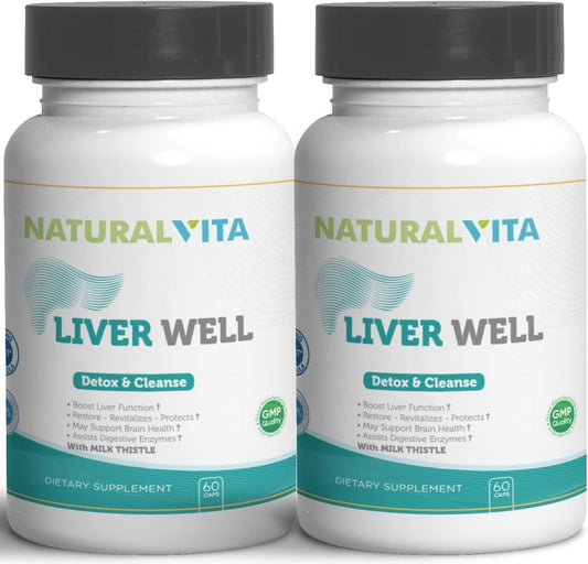 Liverwell Health Liver Cleanse & Detox Supplement with Milk Thistle Extract - Metabolic Support for Optimal Liver Function (2 Pack)