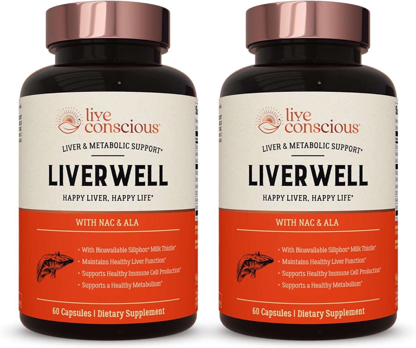 LiverWell Liver Cleanse Supplement with Milk Thistle, N-Acetyl Cysteine, Alpha Lipoic Acid - Supports Liver Health, Detox, Metabolism - 2 Pack
