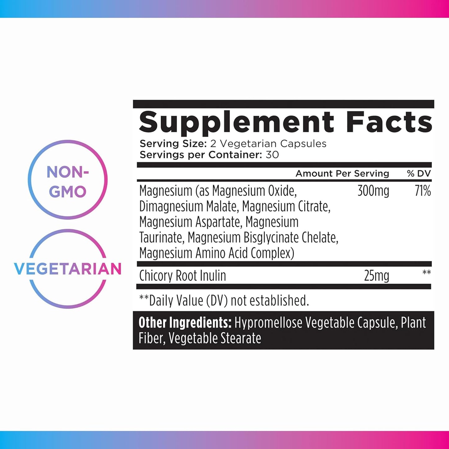 Livingood Daily High Bioavailability Magnesium Complex - 300mg - Citrate, Malate, Glycinate, Oxide, Chicory Root Inulin - Muscle Relaxation, Nerve, & Heart Health - 60 Capsules