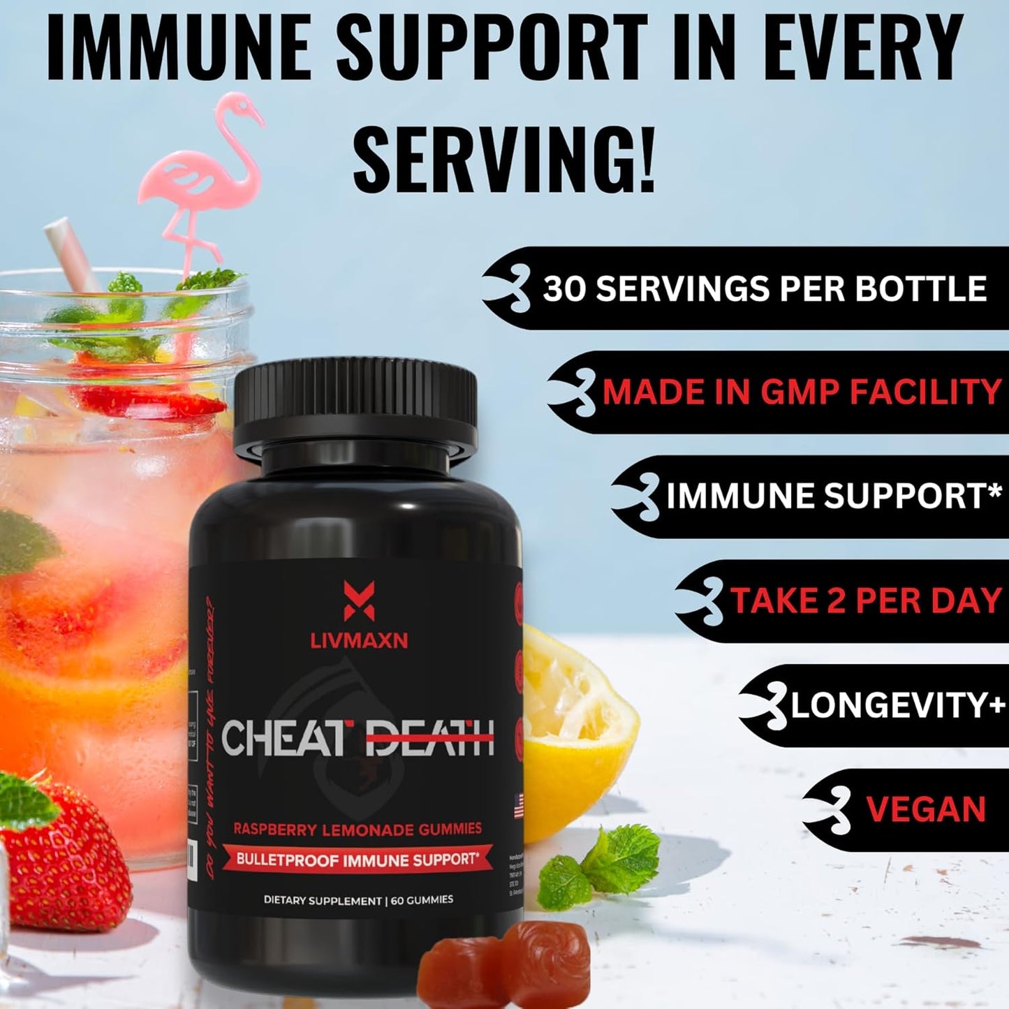 LIVMAXN 20-in-1 Multivitamin Gummies with L-Methylfolate, B12, Prebiotics, Probiotics, Herbs, and Fruit Extracts for Men & Women - Full Spectrum Longevity Support (60 Gummies)
