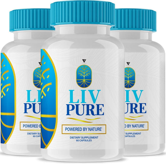 LivPure Liver Detox Weight Loss Pills (3 Pack) - 180 Capsules, Cleanse Supplement for Health Support, Hydration, and Diet - Fyvus LivePure Product