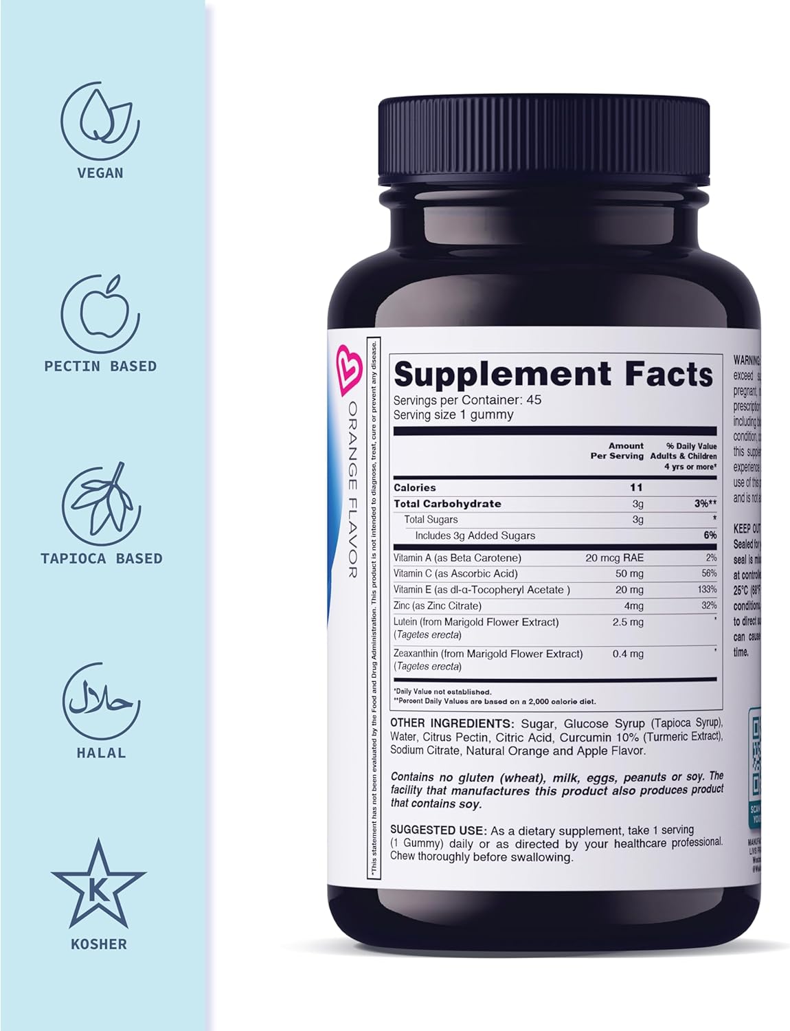 LIVS Eye Care Gummies with Lutein and Zeaxanthin, 45 Count
