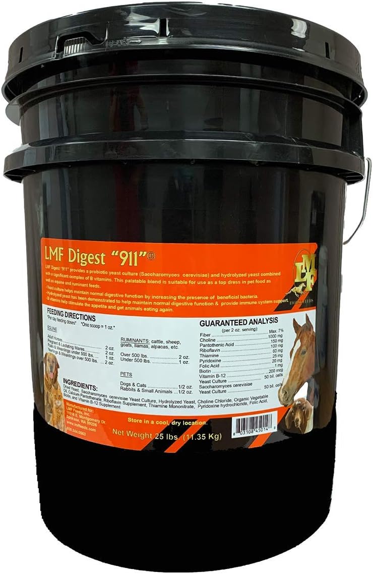 LMF Digest 911: 25 lb Prebiotic & Probiotic Supplement for Horses, Ruminants, and Pets