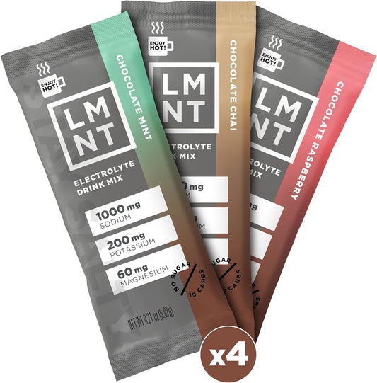 LMNT Zero Sugar Hot Chocolate & Coffee Mixer Variety Pack - Chocolate Medley - 12-Count