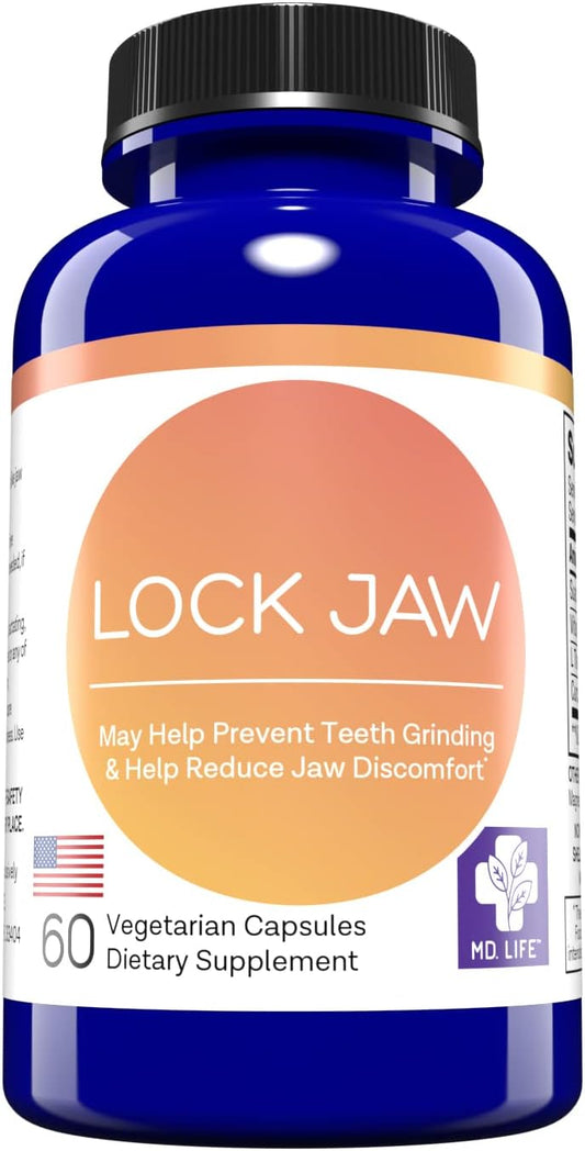Lock Jaw Relief Supplement - Double Strength Formula for TMJ - 60 Vegan Capsules for Ongoing Assistance