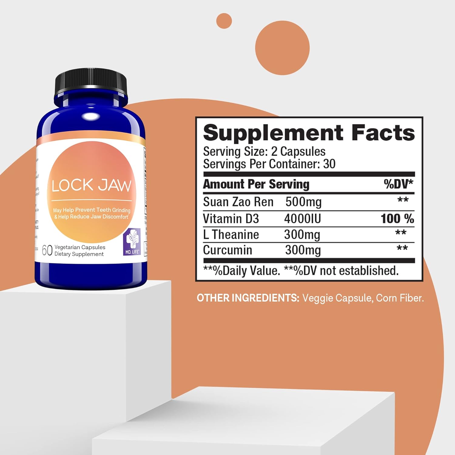 Lock Jaw Relief Supplement - Double Strength Formula for TMJ - 60 Vegan Capsules for Ongoing Assistance