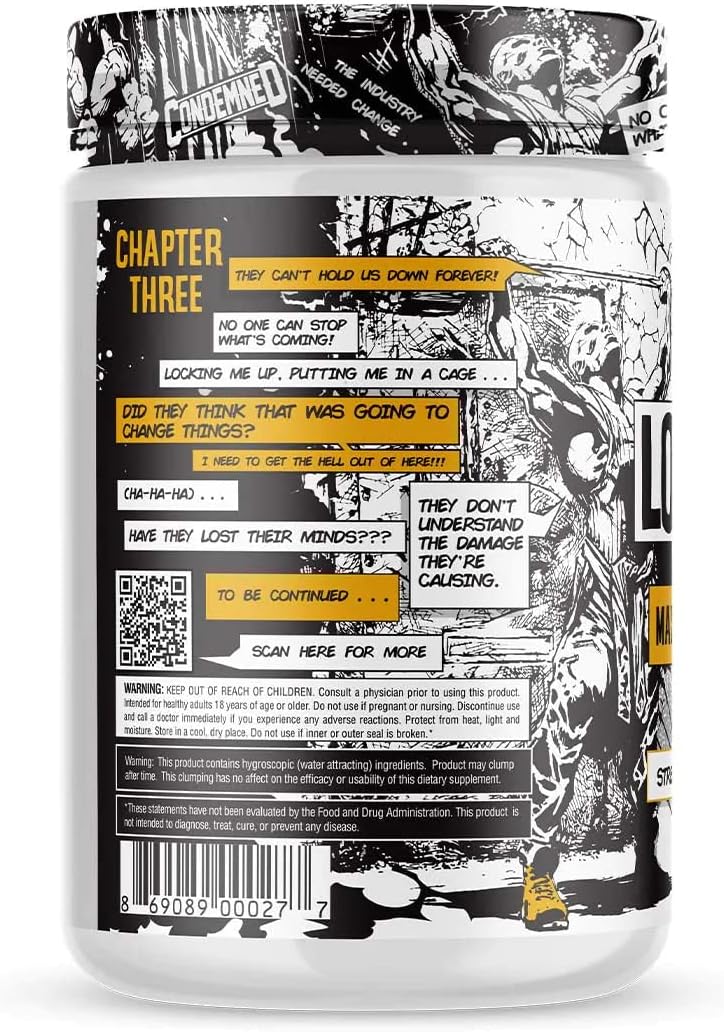 Locked Down Creatine Performance Complex by Condemned Labz - Enhance Hydration, Energy, and Stamina with Creatine Monohydrate, Glycerol, and Taurine - Fruit Punch Flavor - 30 Servings