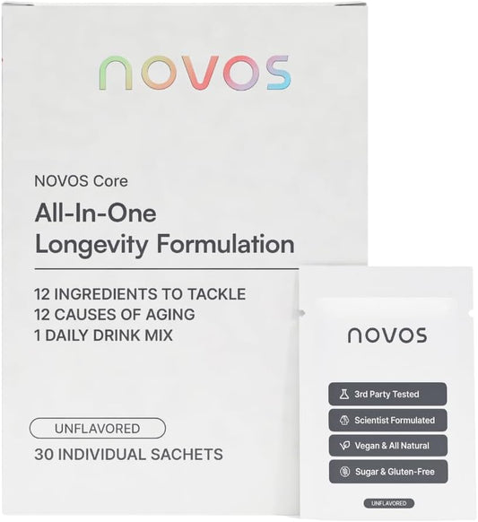 Longevity Anti-Aging Drink Mix Powder Supplement with Magnesium, Vitamin C, Ginger - 30 Servings