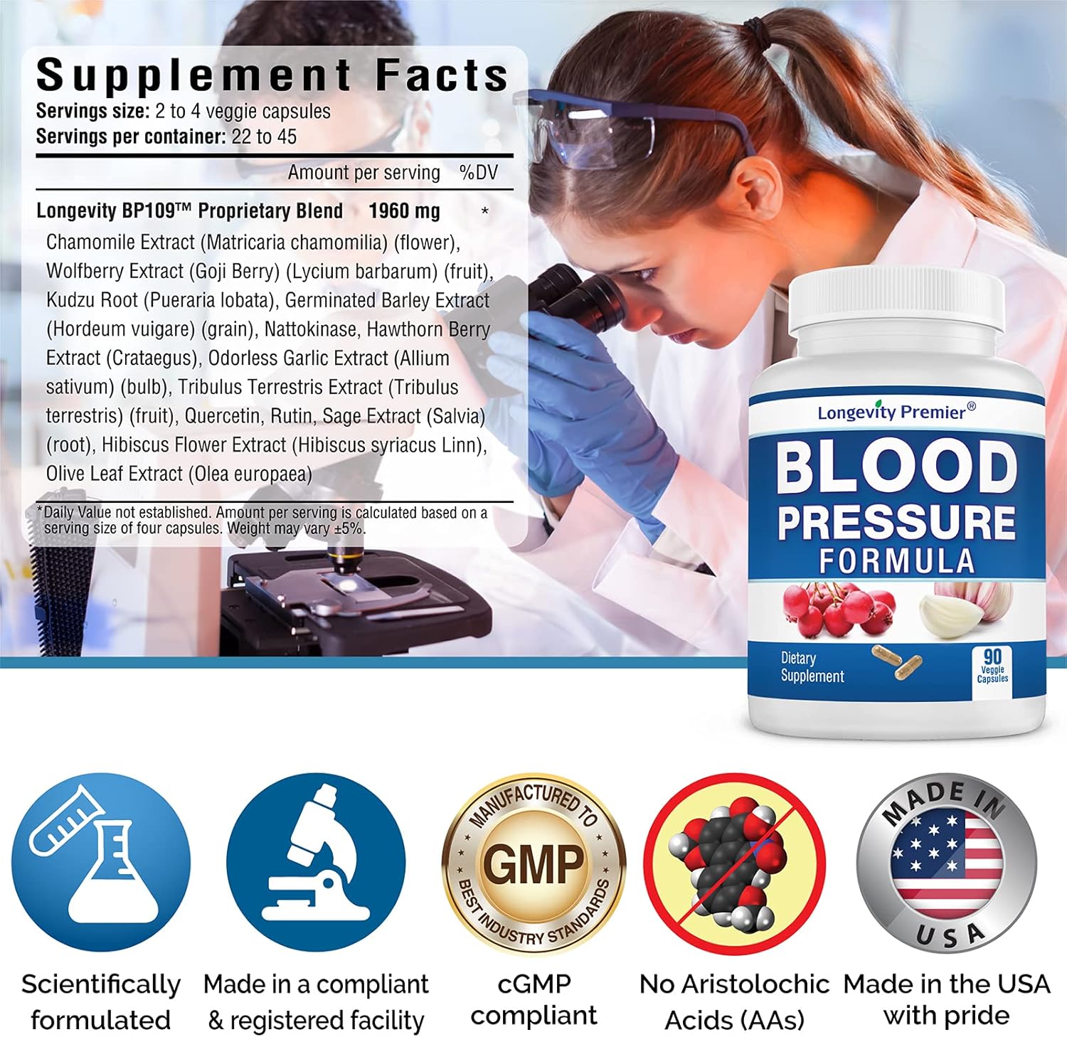 Longevity Blood Pressure Formula 2-Bottle Value Pack with Hawthorn & Natural Herbs