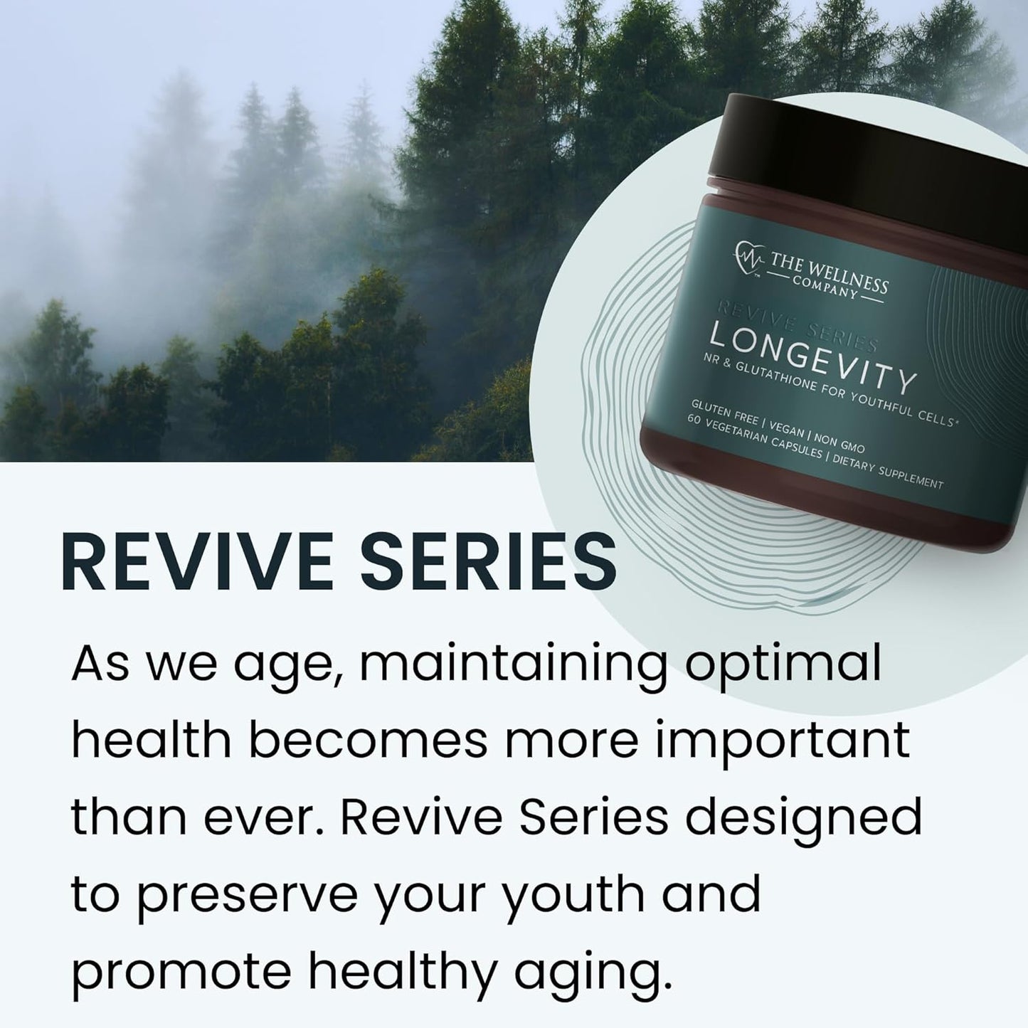 Longevity Supplement with NR and Glutathione for Cellular Function - 60 Capsules - Vegan & Gluten Free - Boost Energy and Vitality