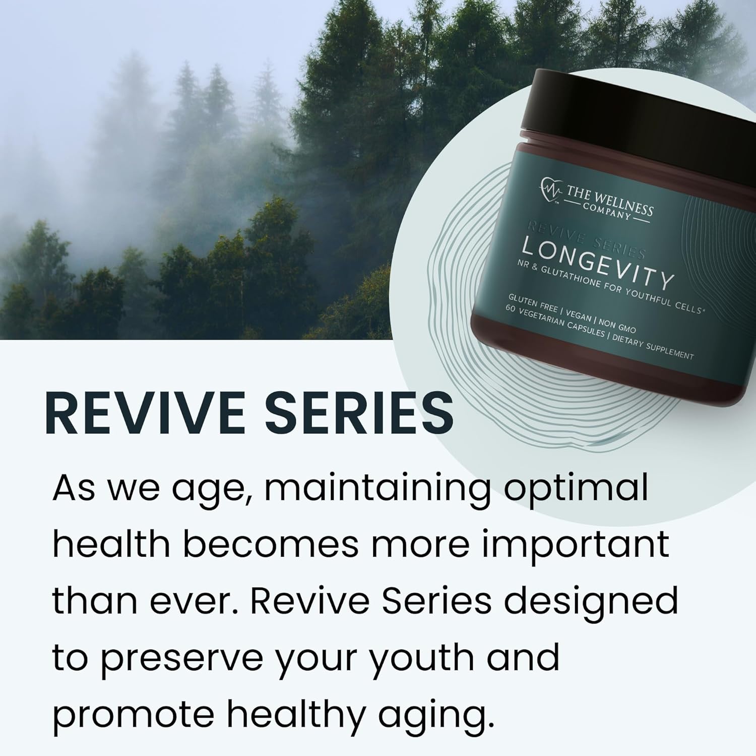 Longevity Supplement with NR and Glutathione for Cellular Function - 60 Capsules - Vegan & Gluten Free - Boost Energy and Vitality