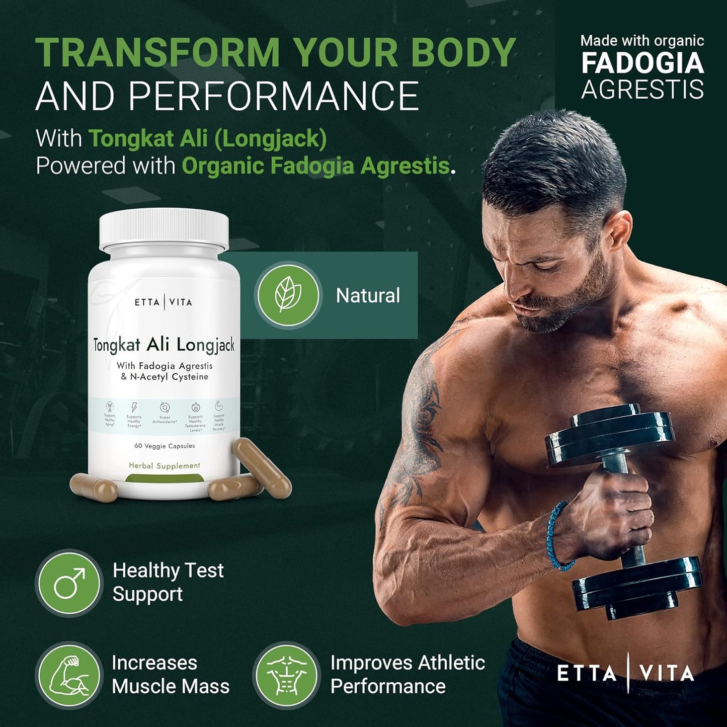 Longjack & Fadogia Agrestis Supplement for Energy, T Support, Muscle Growth, Hormonal Balance - Vegan Liver Detox & Cleanse