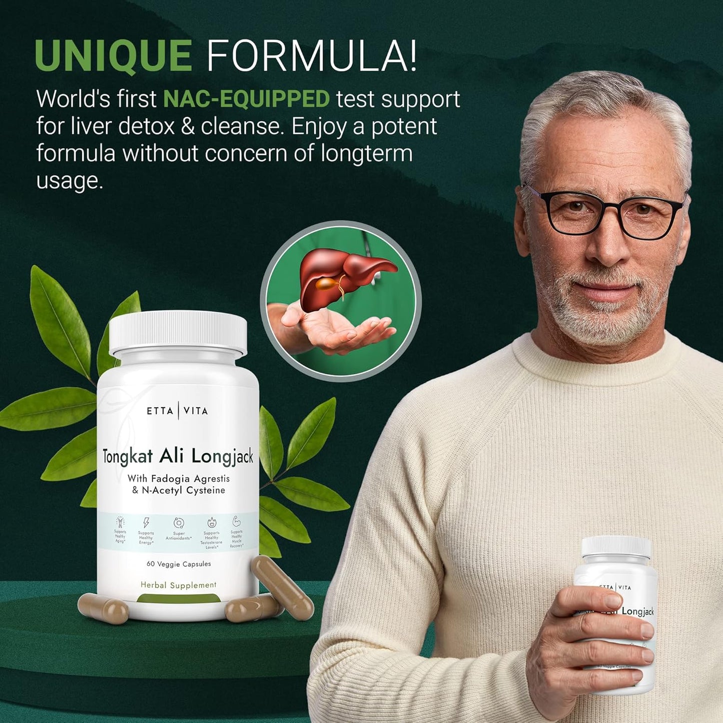 Longjack & Fadogia Agrestis Supplement for Energy, T Support, Muscle Growth, Hormonal Balance - Vegan Liver Detox & Cleanse