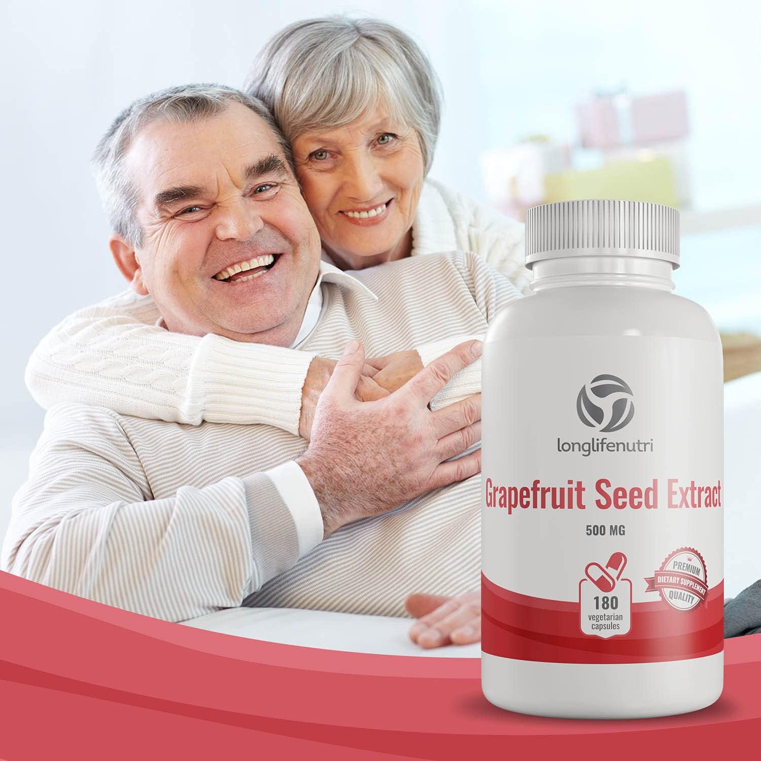 LongLifeNutri Grapefruit Seed Extract Capsules - 500mg, 180 Count, Made in USA, Immune Support & Health Supplement, Non GMO & Gluten Free