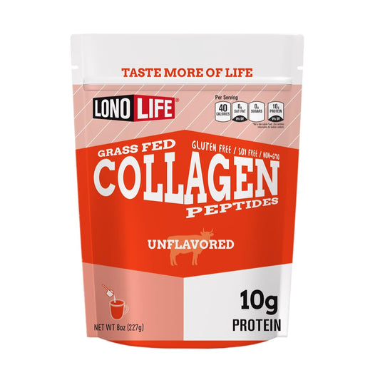 LonoLife Unflavored Collagen Peptides: 10g Protein, Paleo & Keto Friendly, 8oz Bulk Container