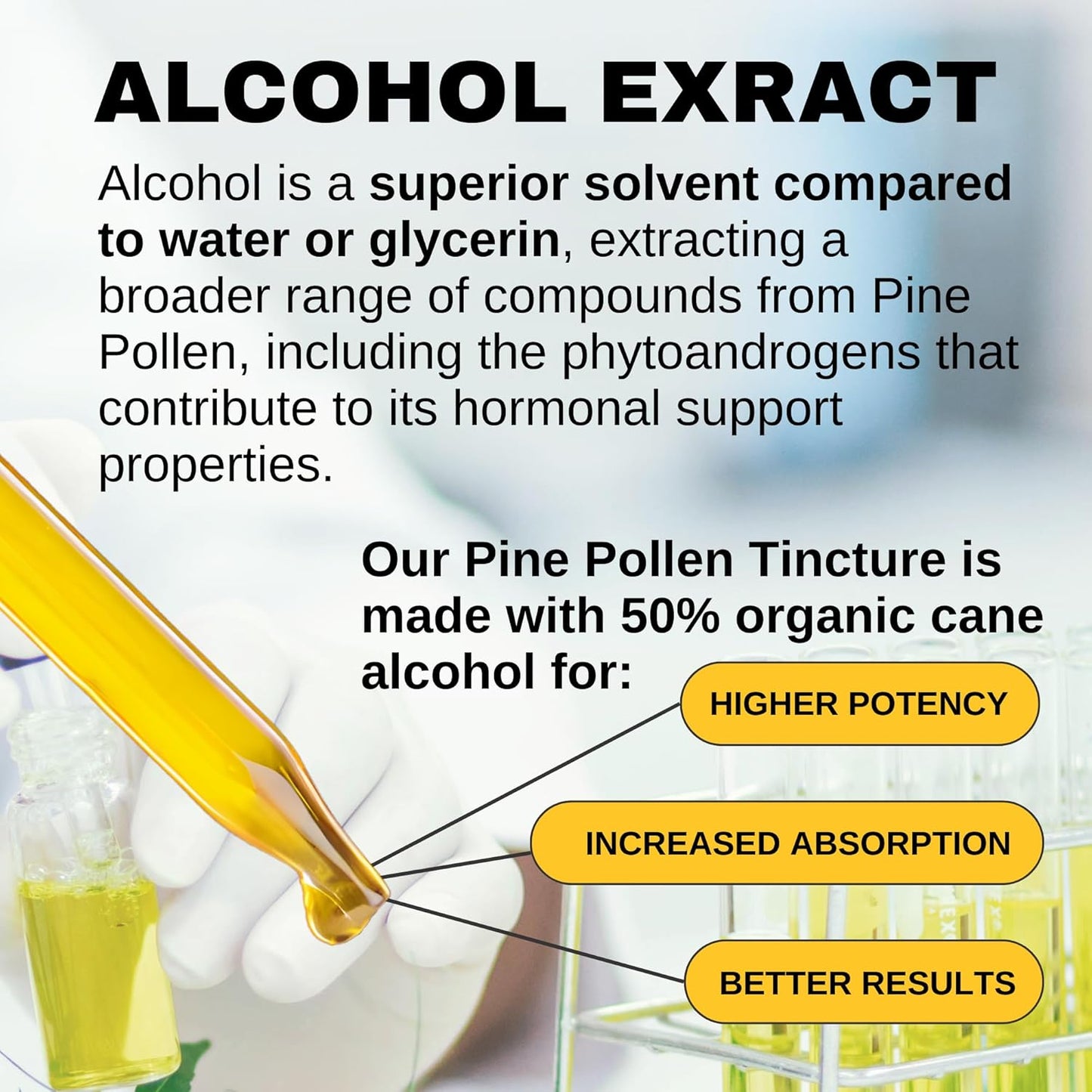 Lost Empire Herbs Pine Pollen Tincture - High Absorption Pine Pollen Liquid Extract for Testosterone Boost - 3rd Party Lab Tested - 2 Ounce Bottle