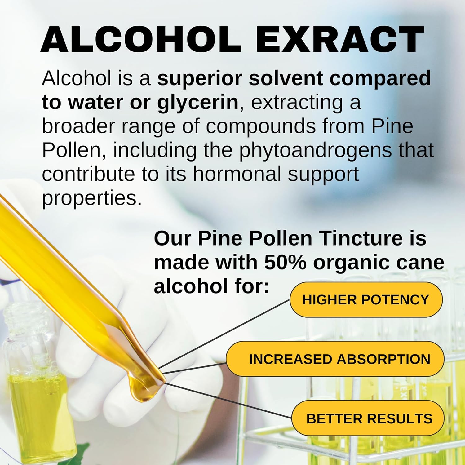 Lost Empire Herbs Pine Pollen Tincture - High Absorption Pine Pollen Liquid Extract for Testosterone Boost - 3rd Party Lab Tested - 2 Ounce Bottle