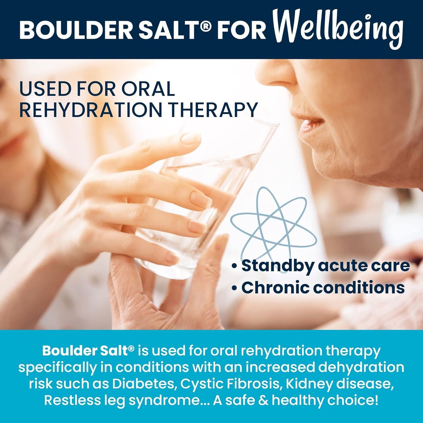 Low Sodium Boulder Salt for Cramps, High Blood Pressure, and POTS Syndrome - Unflavored Salt for Food or Water - 113 Servings
