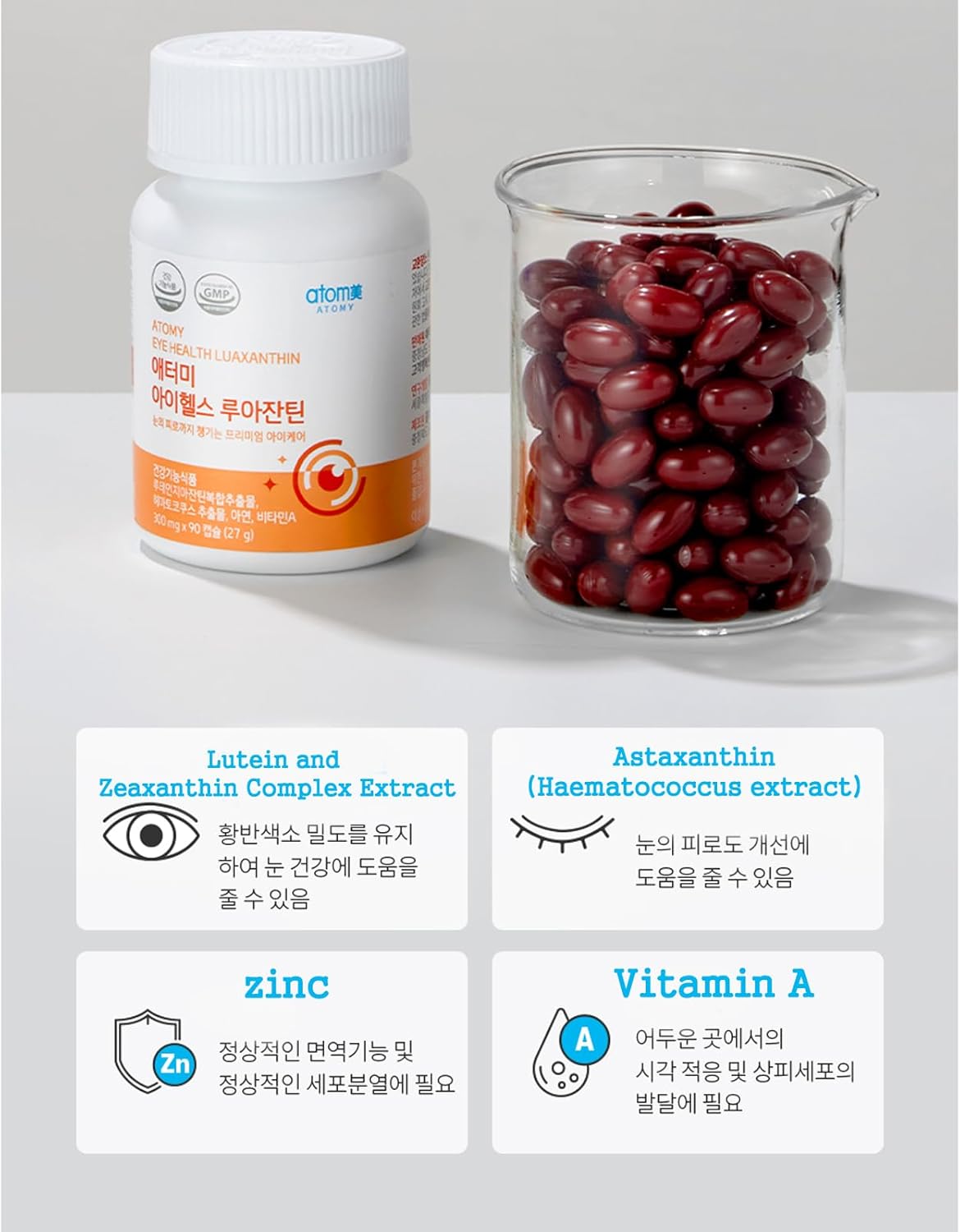 LUAXANTHIN Lutein and Zeaxanthin Supplement for Eye Health - Vitamin A & Zinc - 90 Capsules