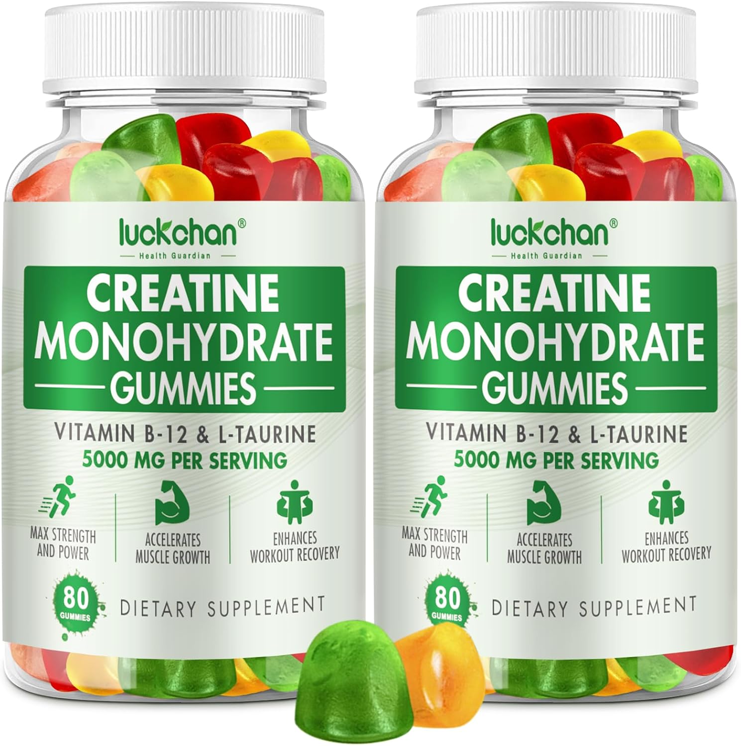 LUCKCHAN Creatine Gummies 5000mg - Muscle Strength & Energy Boost Supplement for Men & Women - 160 Count Chewables for Pre-Workout