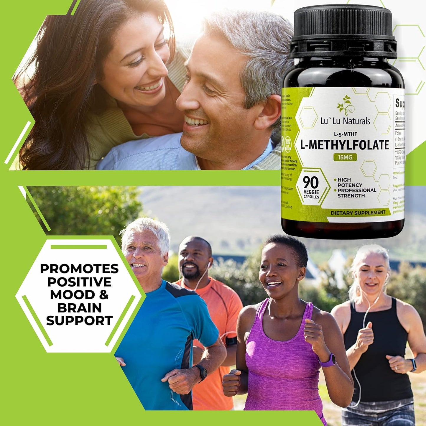 Lu'Lu Naturals L-Methylfolate 15mg Optimized and Activated Folic Acid. 90 Veggie Caps Methyl Folate, L-5-mthf