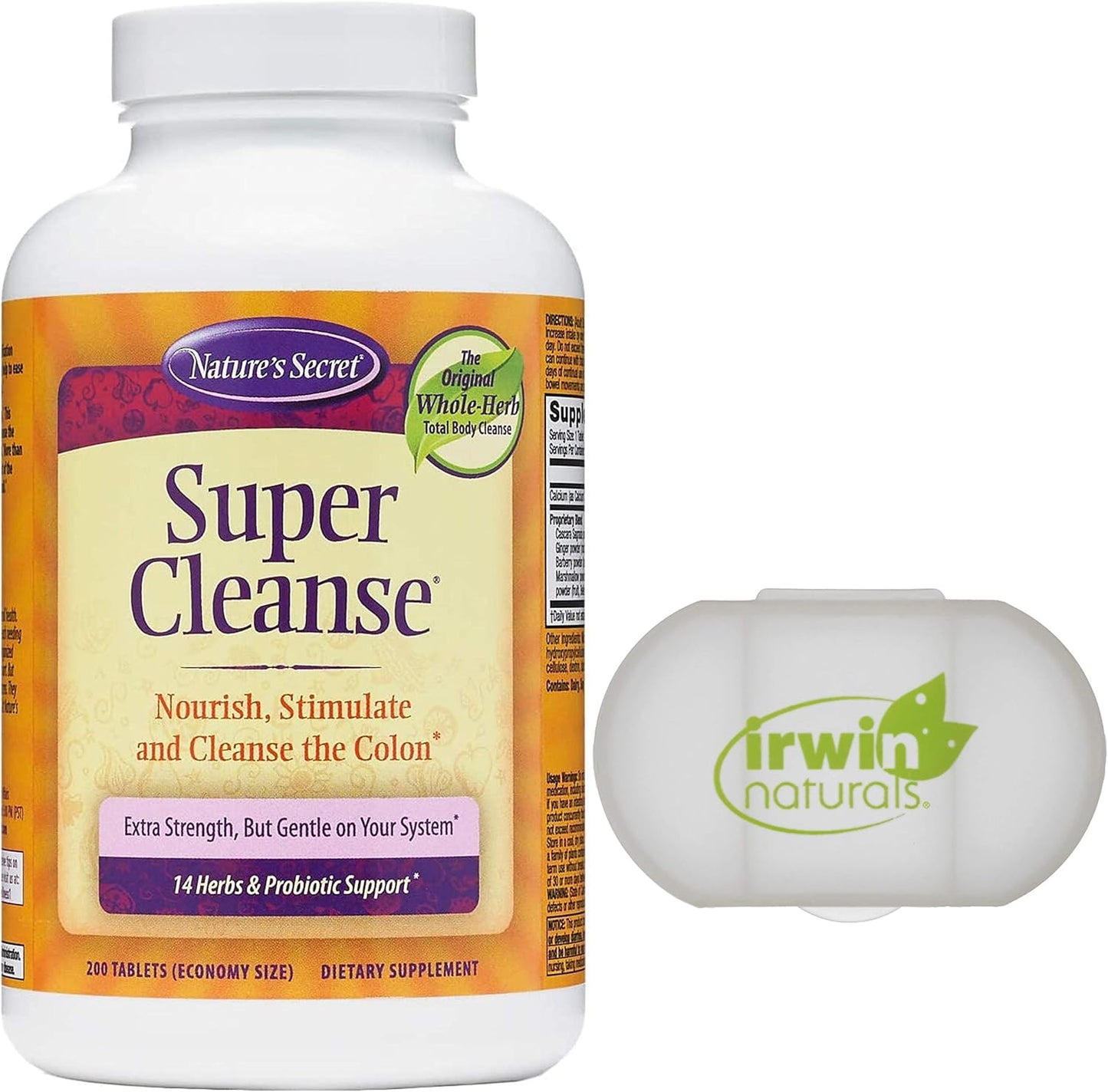Lumintrail Super Cleanse Extra Strength Toxin Detox Tablets with Pill Case, 200 Count - Gentle Total Body Cleanse & Digestive Support