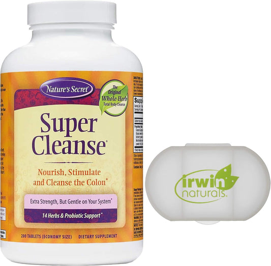 Lumintrail Super Cleanse Extra Strength Toxin Detox Tablets with Pill Case, 200 Count - Gentle Total Body Cleanse & Digestive Support