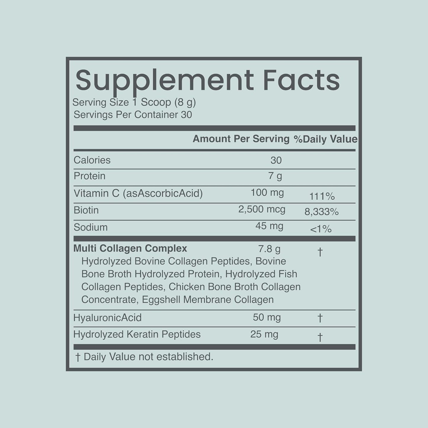 Luna Health Multi Collagen Protein Powder with Keratin, Biotin, and Hyaluronic Acid for Anti-Aging, Hair Growth, and Joint Support