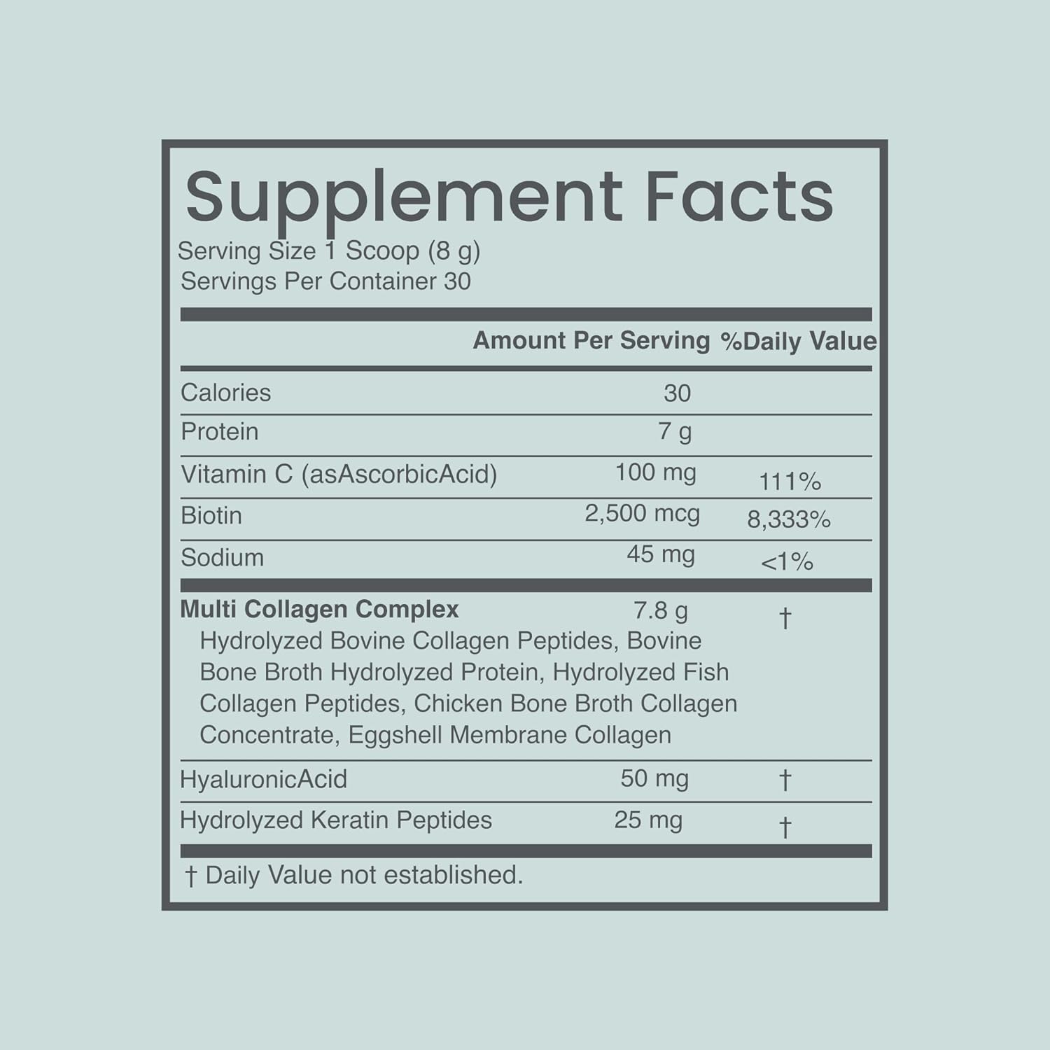 Luna Health Multi Collagen Protein Powder with Keratin, Biotin, and Hyaluronic Acid for Anti-Aging, Hair Growth, and Joint Support