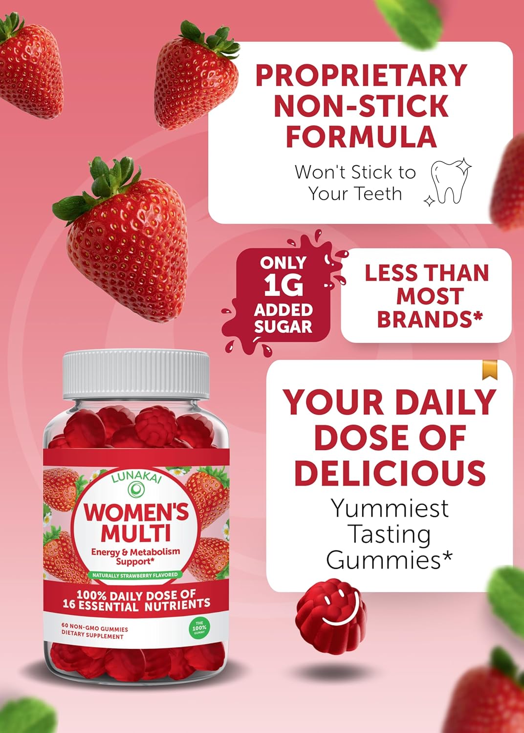 Lunakai Collagen and Women's Multivitamin Gummies Bundle - Non-GMO Anti Aging Supplements with Biotin, Zinc, Vitamin C & E - 30 Day Supply