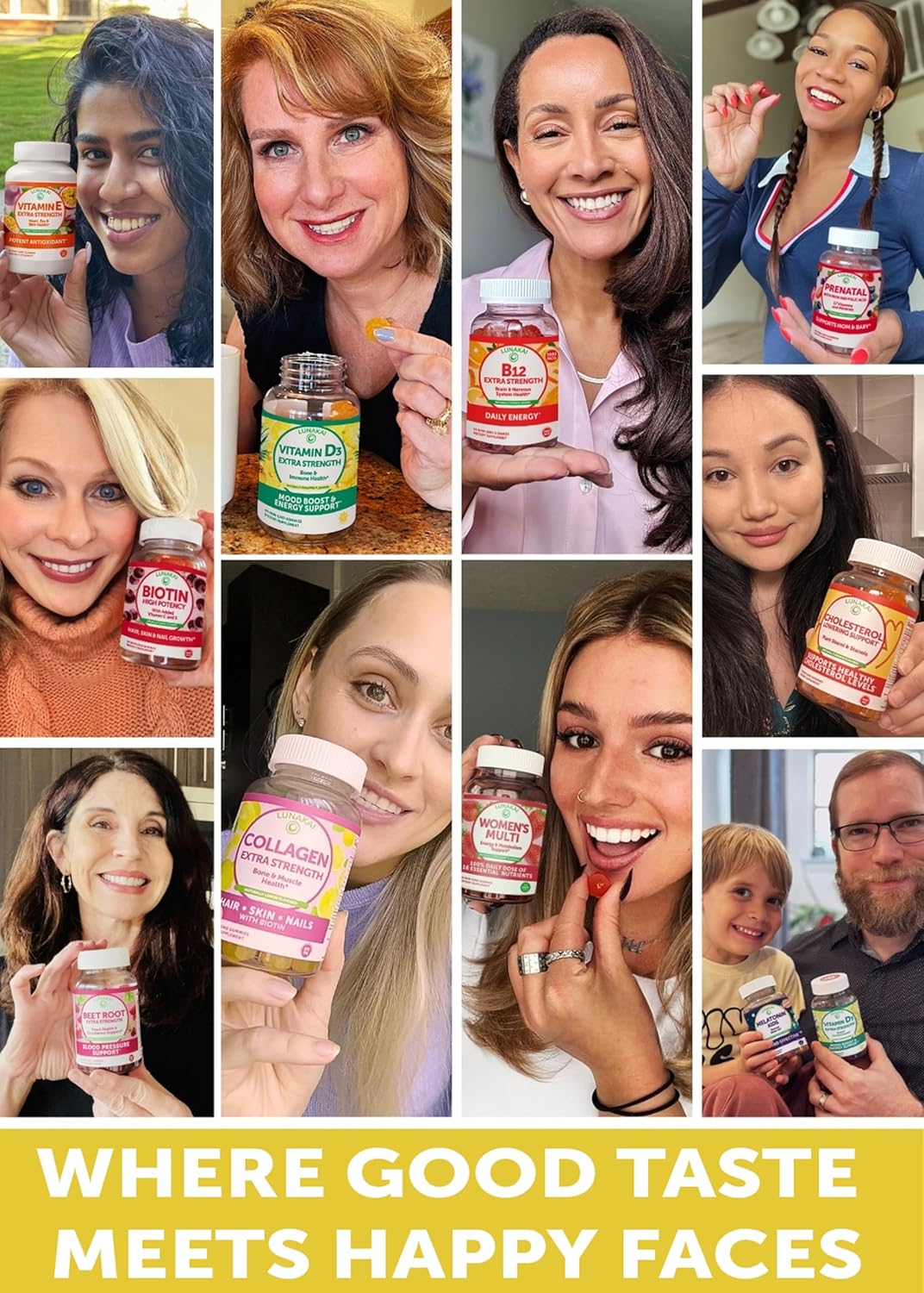 Lunakai Collagen Gummies: Delicious 200mg Hydrolyzed Collagen with Biotin, Zinc, Vitamin C & E - Non-GMO Anti Aging Supplement for Women & Men - 6 Pack