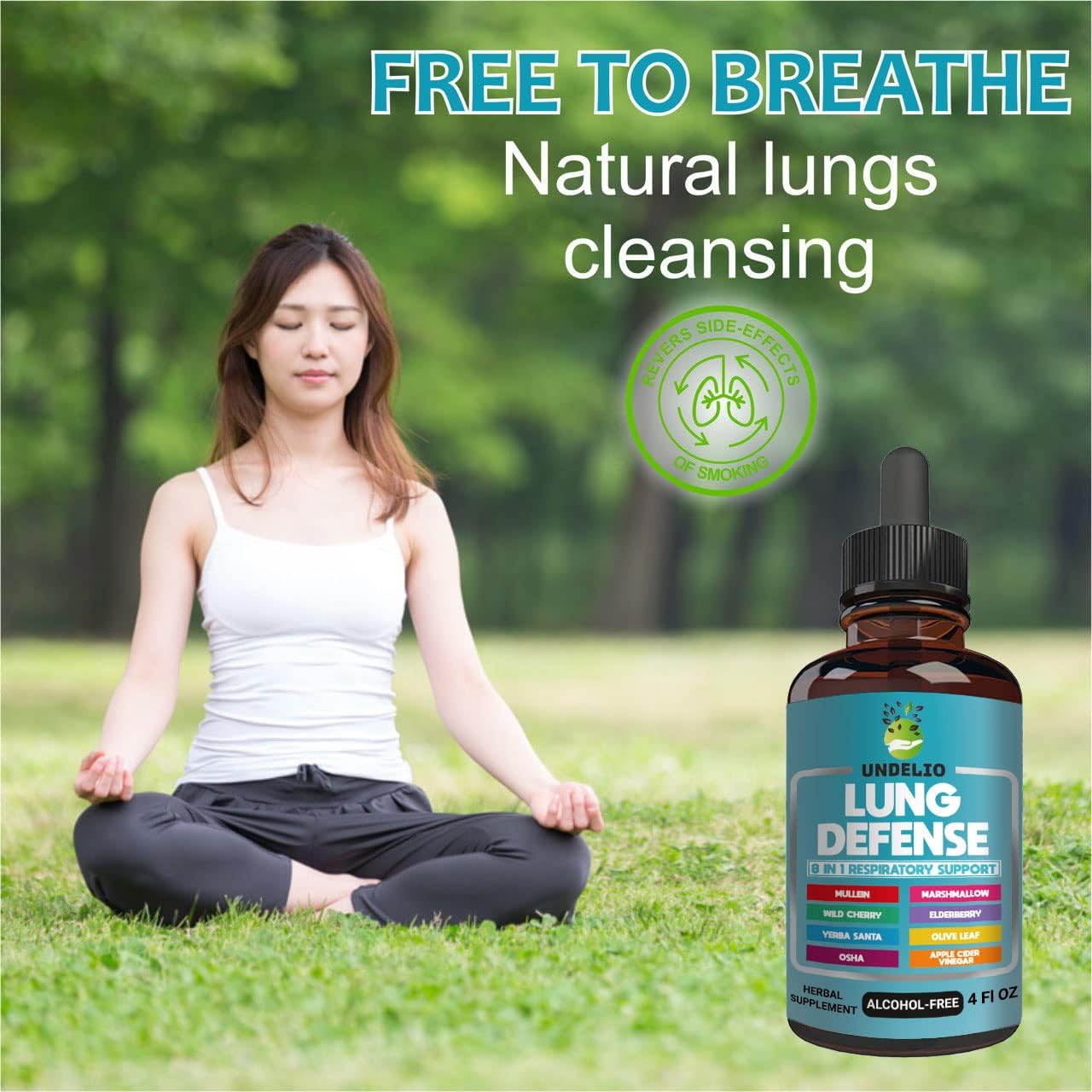 LUNG DEFENSE Herbal Extract Blend for Respiratory & Immune Support - Mullein, Marshmallow, OSHA, Wild Cherry, Elderberry, Yerba Santa, Olive Leaf, ACV - 4 OZ Liquid Supplement