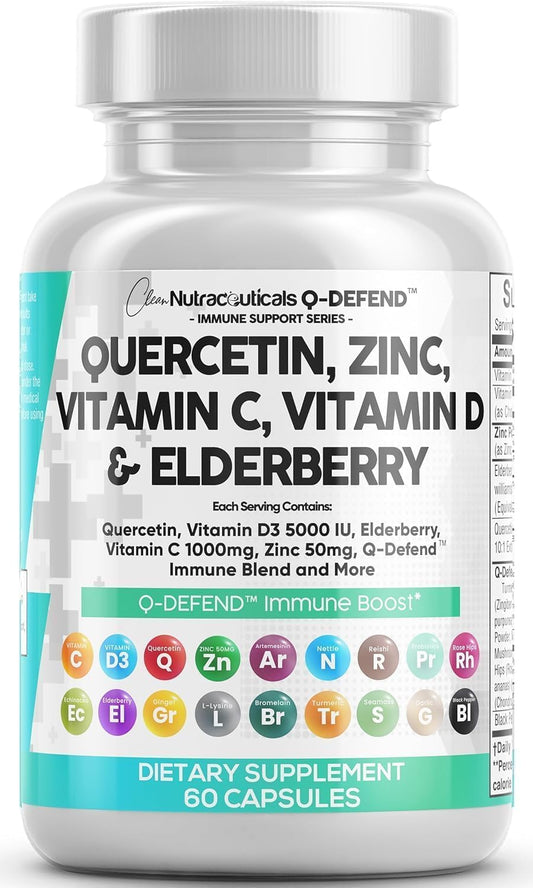 Lung Health Supplement with Quercetin, Zinc, Vitamin C, D, Bromelain, Elderberry for Immune Support and Allergy Relief - Adults Formula with Artemisinin, Sea Moss, Echinacea