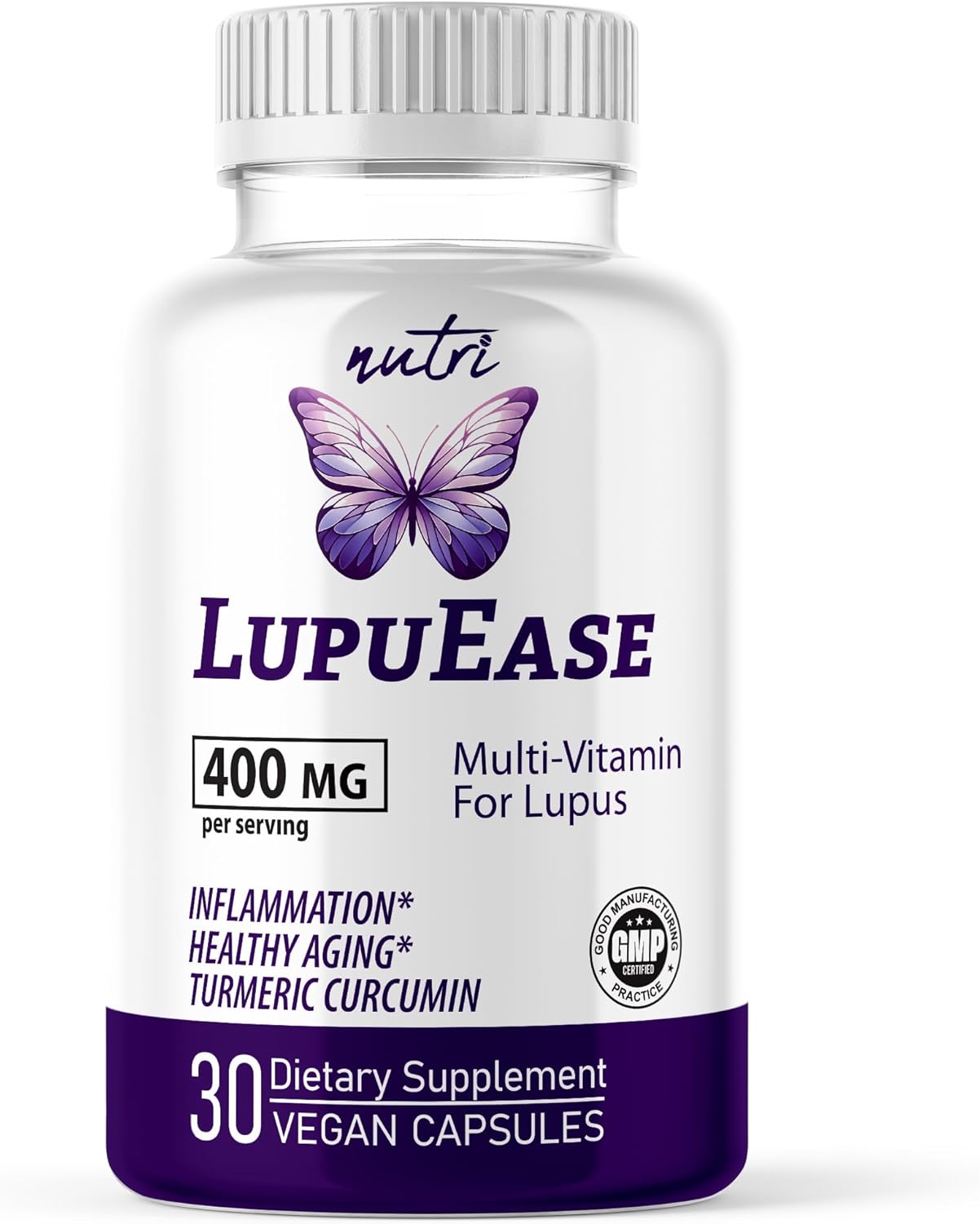 LupuEase Lupus Relief Multivitamin with Vitamin C, D3, E, B12, Turmeric Curcumin Extract, and Omega 3 - 30 Day Supply