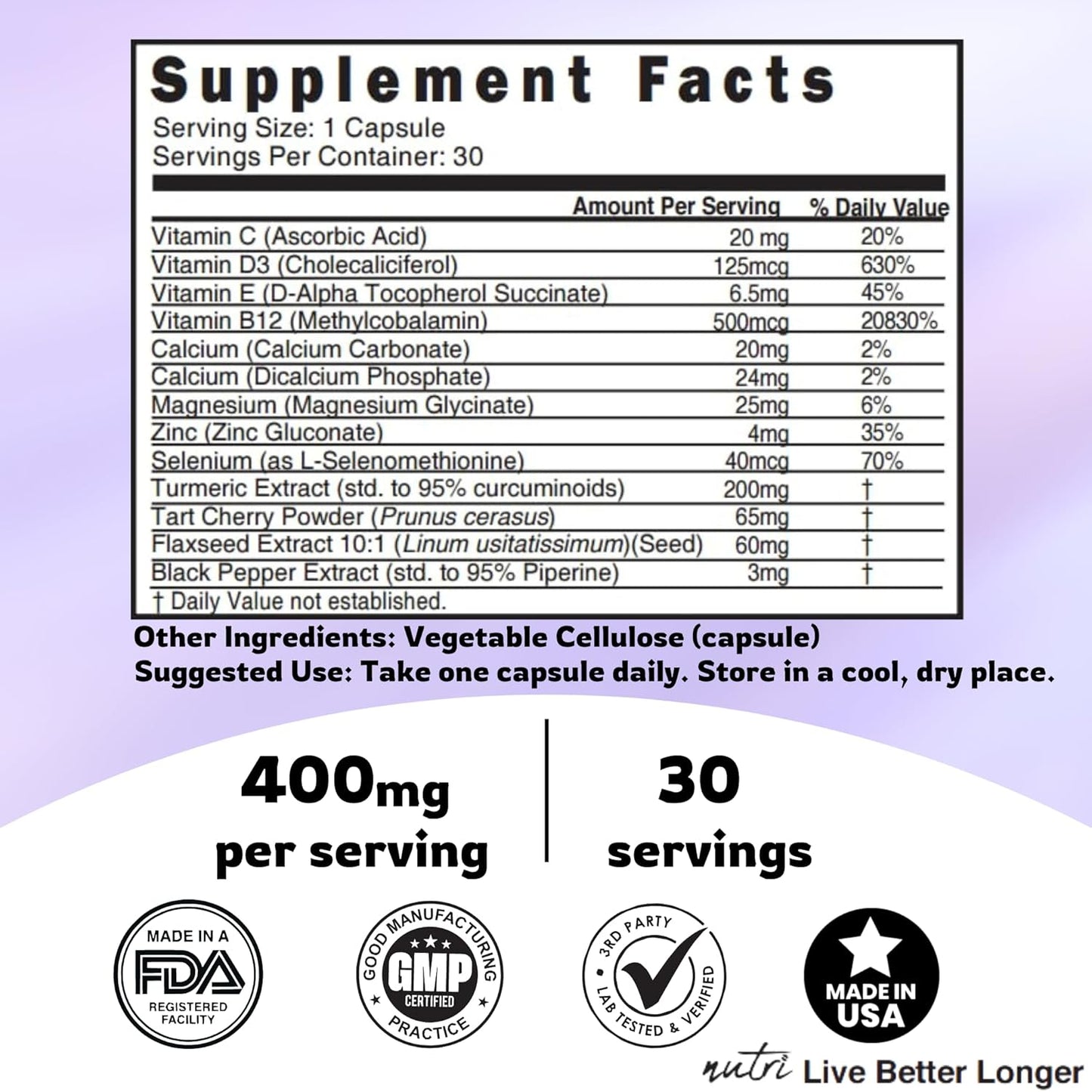 LupuEase Lupus Relief Multivitamin with Vitamin C, D3, E, B12, Turmeric Curcumin Extract, and Omega 3 - 30 Day Supply