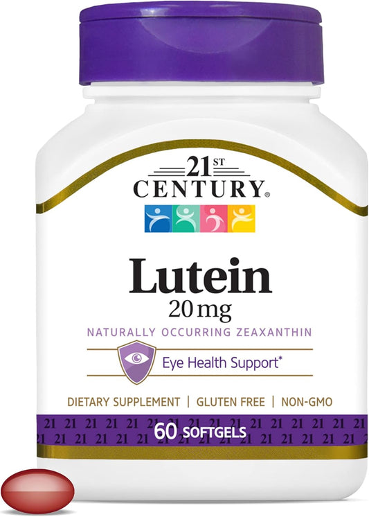 Lutein 20 mg Softgels: Premium Vision Support Supplement, 60 Count in 21st Century Formula